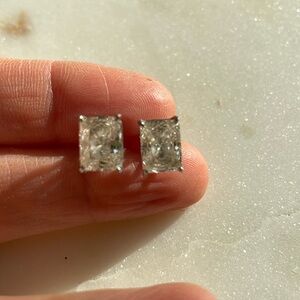 6ctw princess cut cubic zirconia stud earrings.